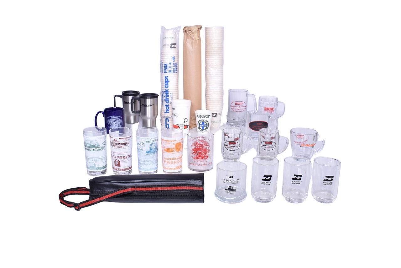 1247 - Collection of BNSF Railroad Glassware, Mugs, and Cups - Burlington Northern Santa Fe, Great Northern, Northern Pacific thumbnail