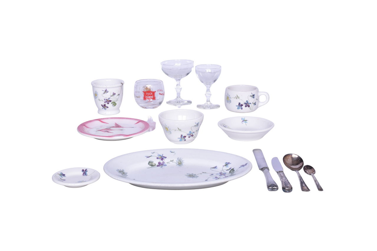 1257 - Collection of Midwest Railroad Dining China, Flatware, and Glassware - Burlington Route, Milwaukee Road, and Rock Island thumbnail