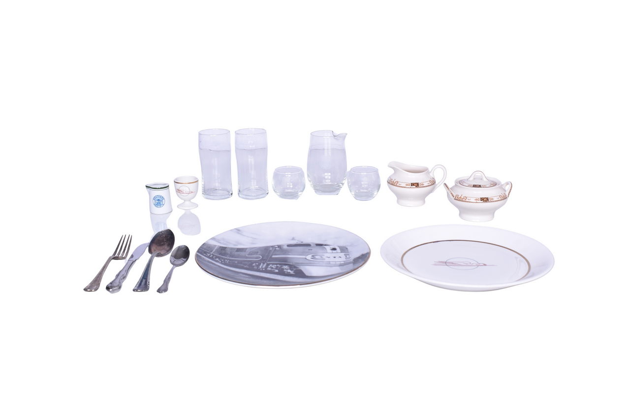 1259 - Group of Western Railroad China, Flatware, and Glassware - Spokane, Portland & Seattle, Santa Fe, and Union Pacific thumbnail
