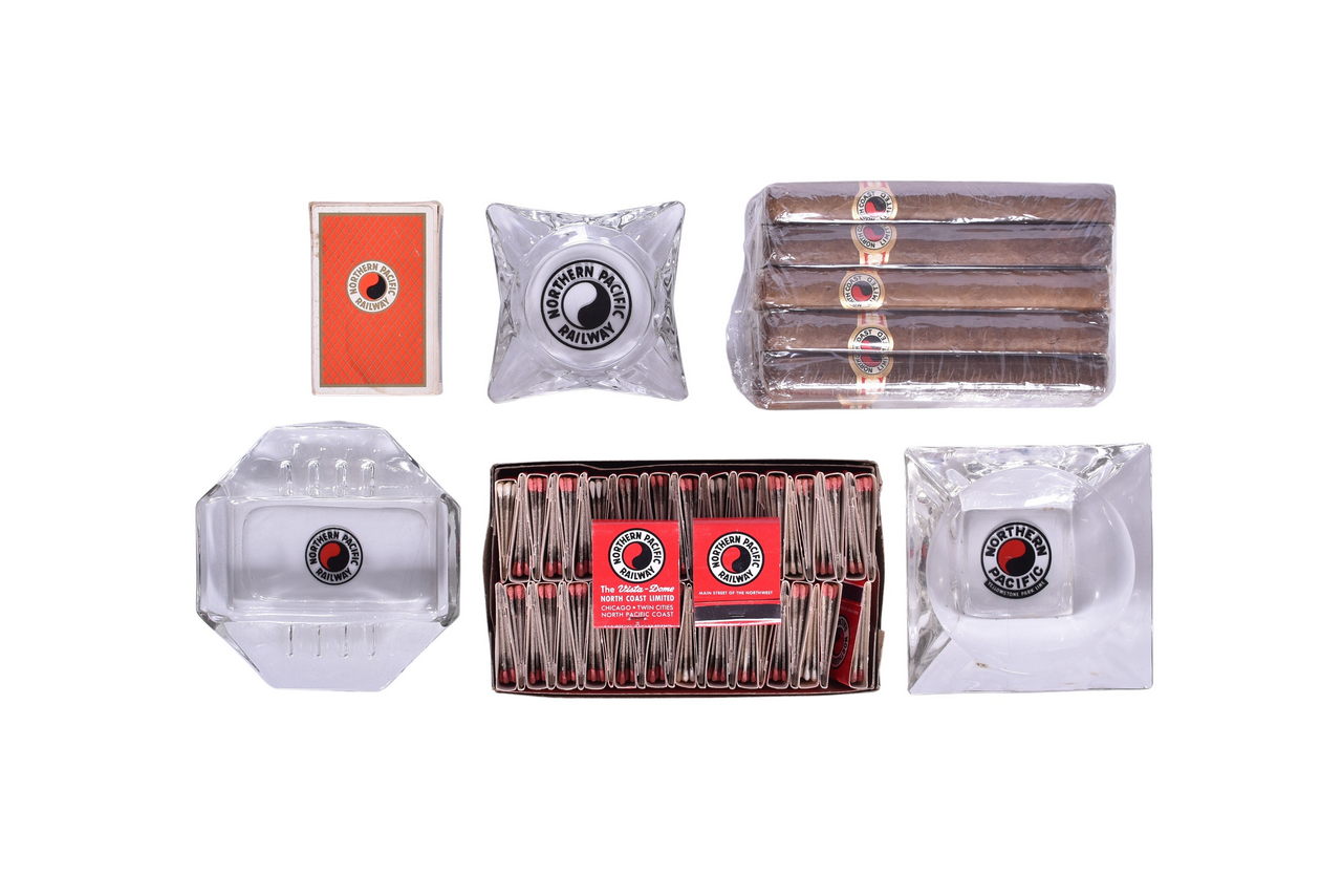 1271 - Northern Pacific Railroad Cigars, Matchbooks, Ash Trays, and Playing Card Deck thumbnail