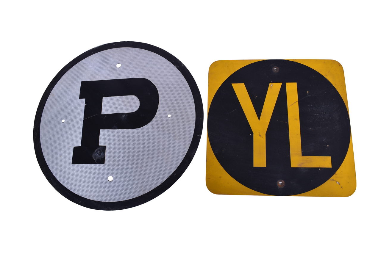1278 - Pair of Metal Railroad Signs - Yard Limit and Reflective Permissive thumbnail