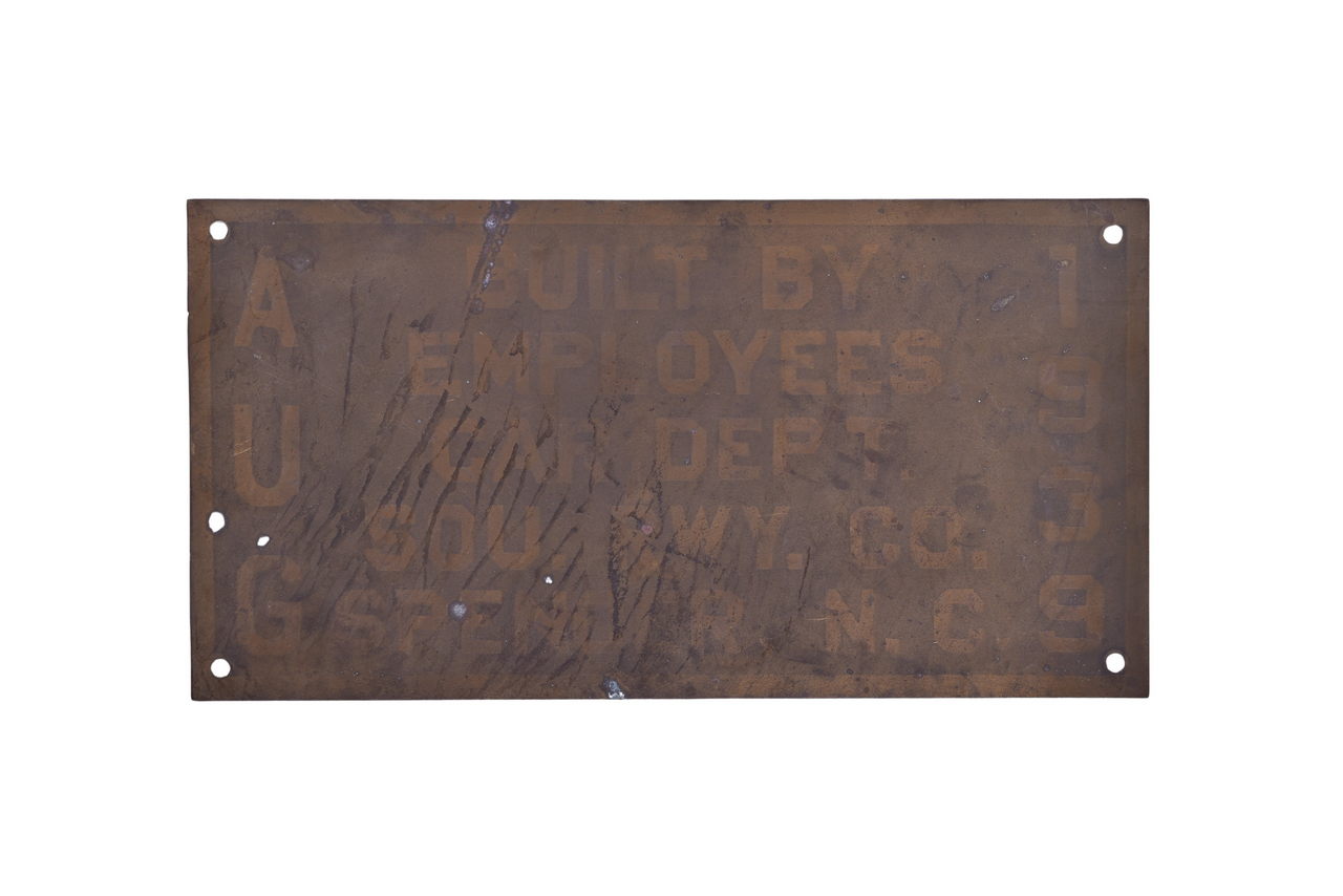 1288 - Southern Railway Railroad Brass Builder's Plate thumbnail