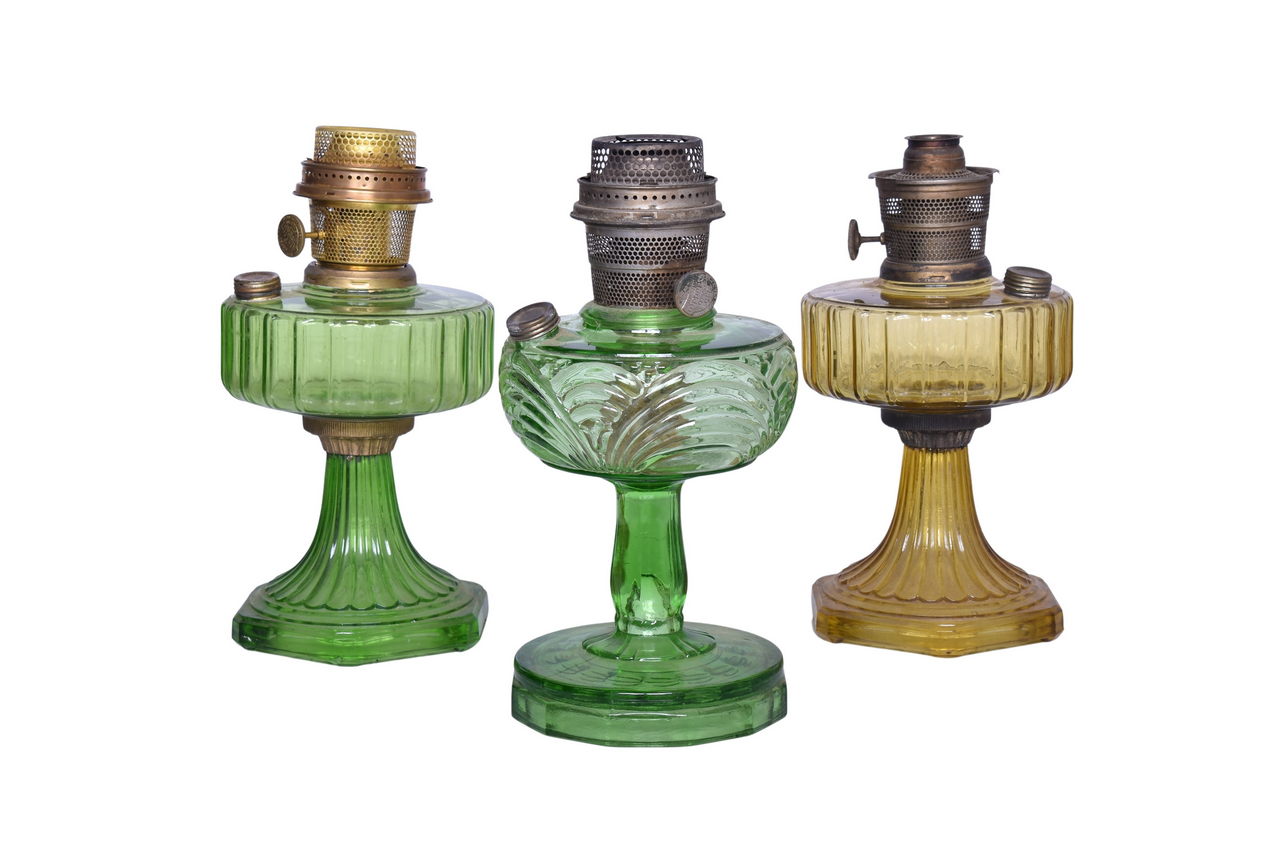 1290 - Trio of Glass Aladdin Standing Lamps thumbnail
