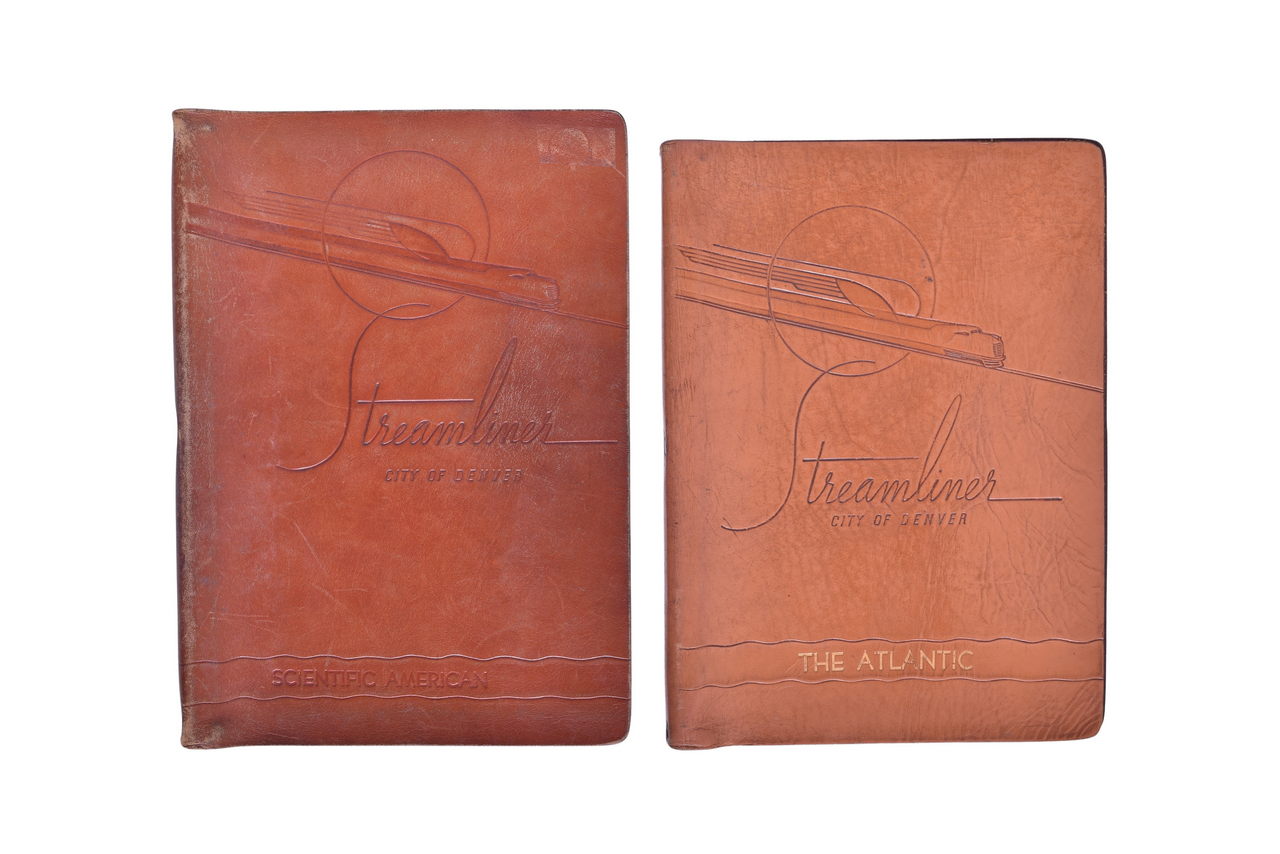 1300 - Pair of Streamliner Tooled Leather Torsion Binders thumbnail