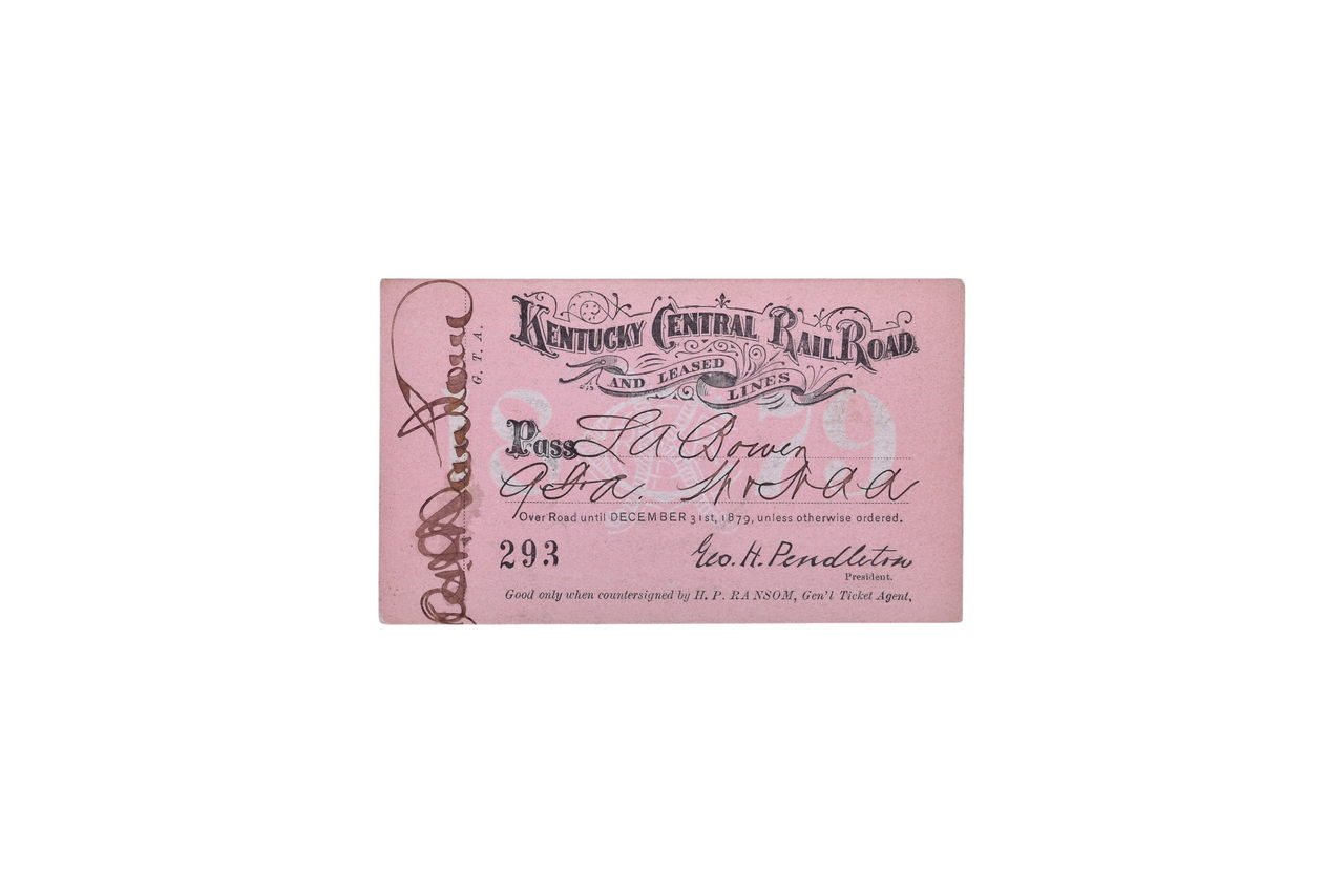 1331 - 1879 Kentucky Central Railroad Annual Pass thumbnail