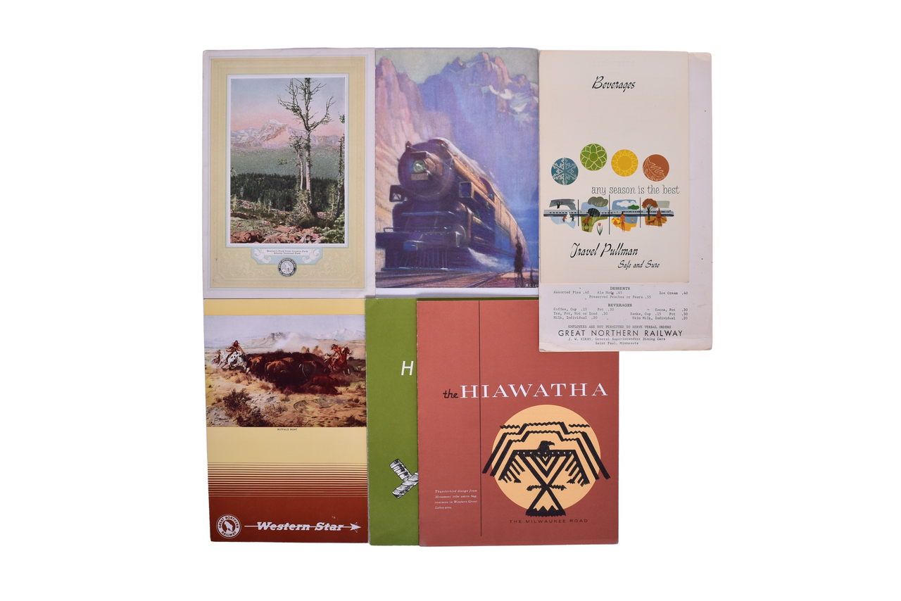 1338 - Six Northwestern Railroad Menus - Milwaukee Road, Great Northern, Canadian Pacific thumbnail