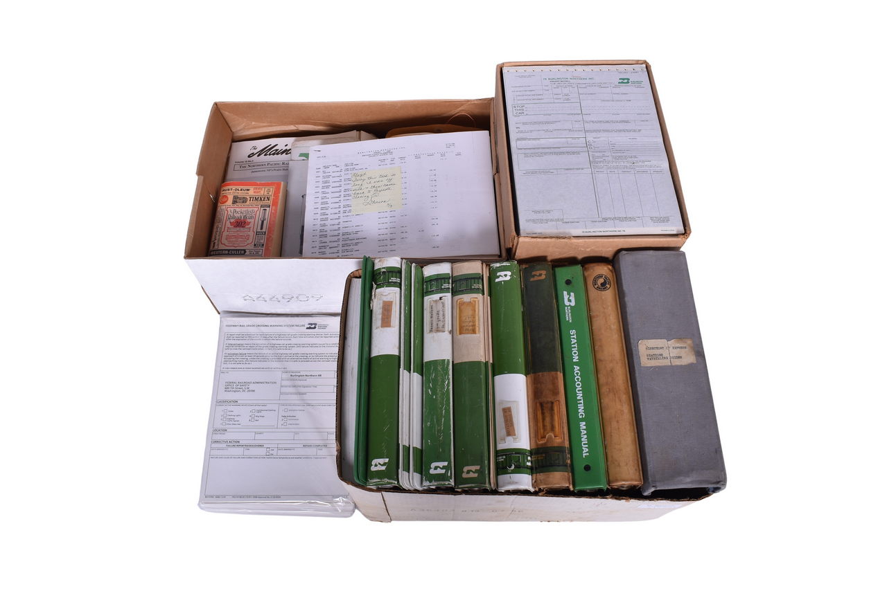 1345 - Large Group of Burlington Northern Railroad Employee Paper - Unused Waybill Forms, Manuals, Binders, and More thumbnail