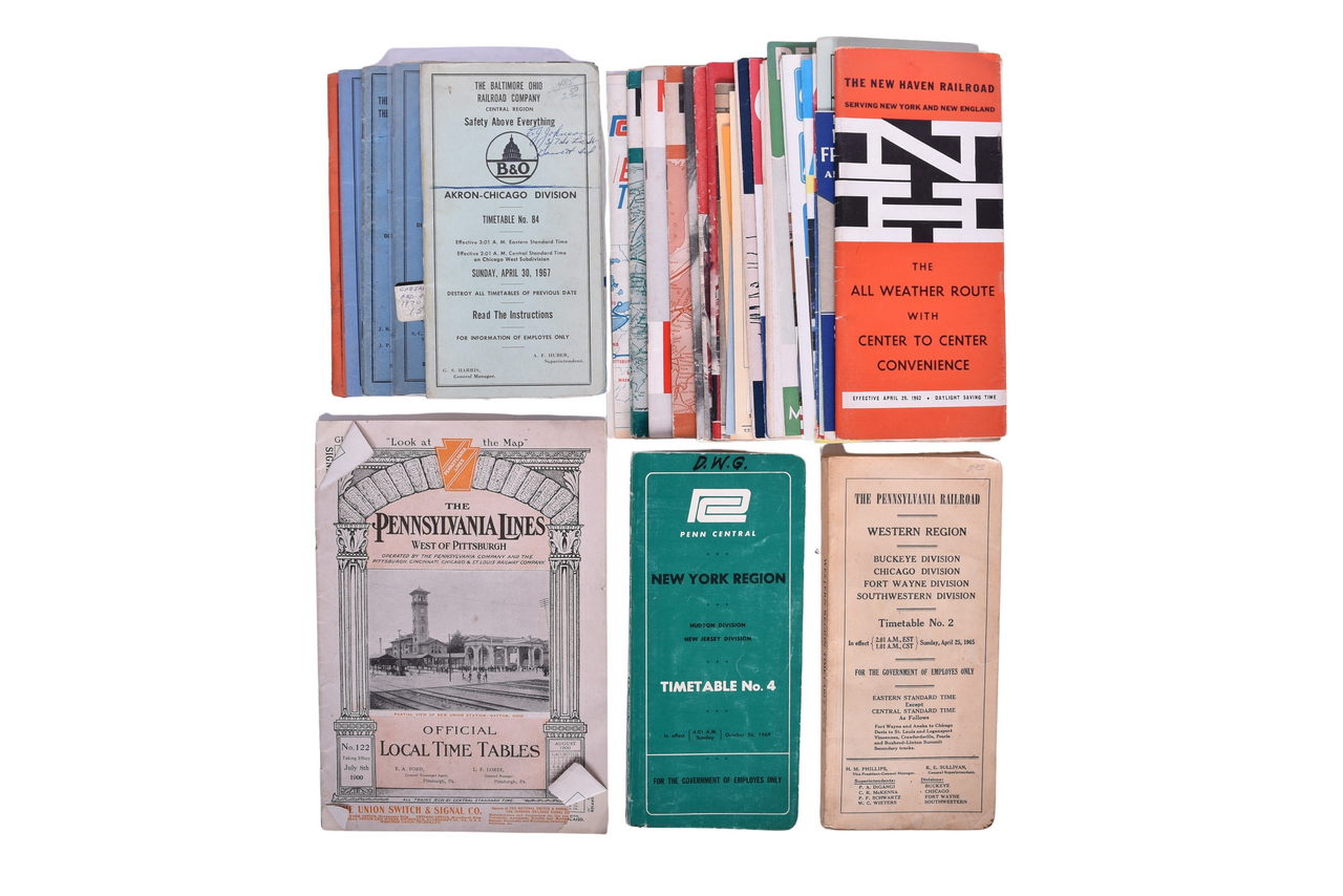 1346 - 40+ Northeastern Railroad Timetables - New York Central, Pennsylvania, Baltimore & Ohio thumbnail