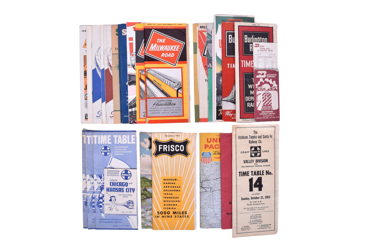 1348 - 28 Western Railroad Timetables/Brochures - Santa Fe, Great Northern, Milwaukee Road, Etc. thumbnail