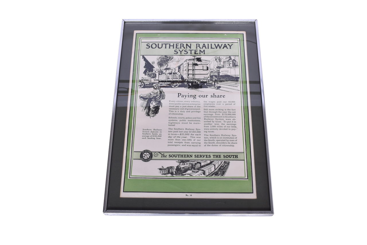 1352 - Framed Southern Railway System Paying Our Share Poster thumbnail