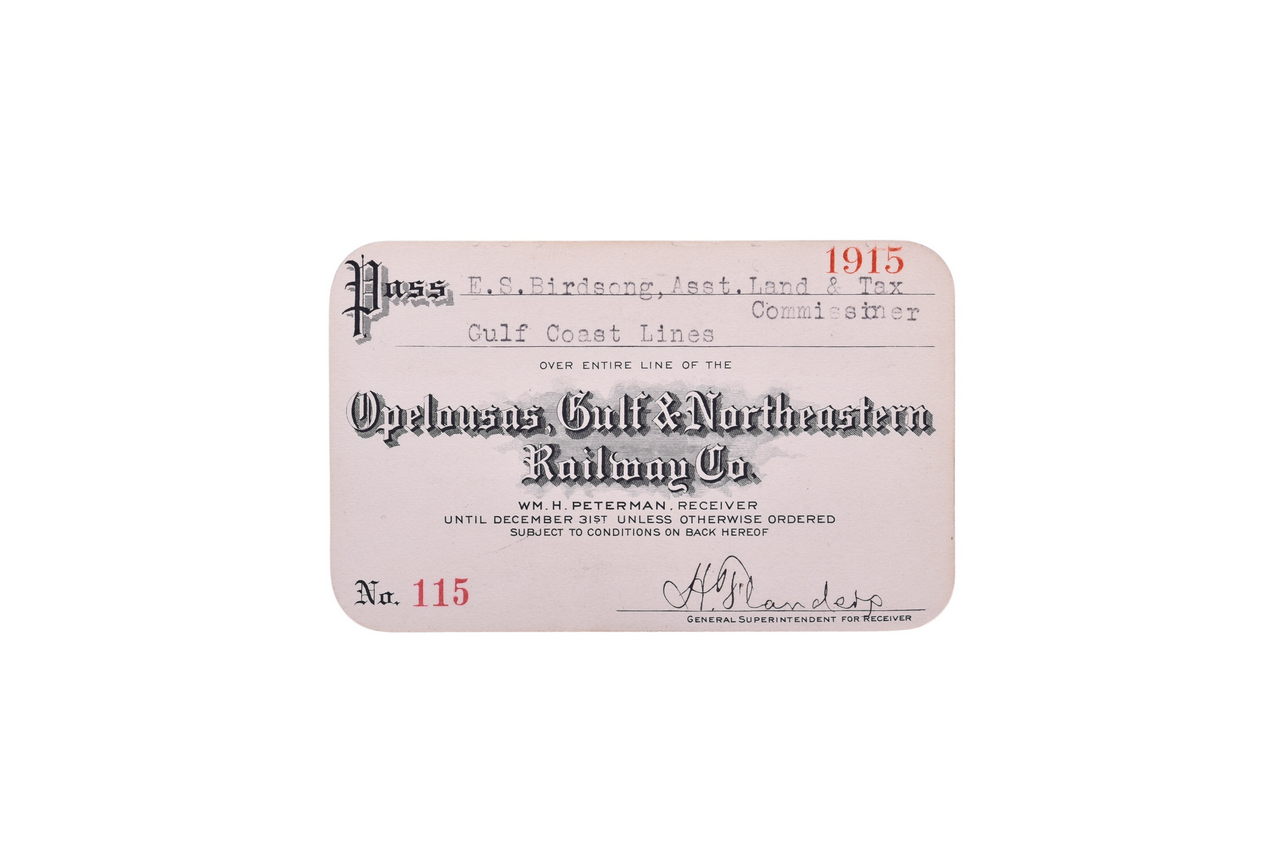 1353 - Opelousas, Gulf & Northeastern Railway Co. Annual Pass thumbnail