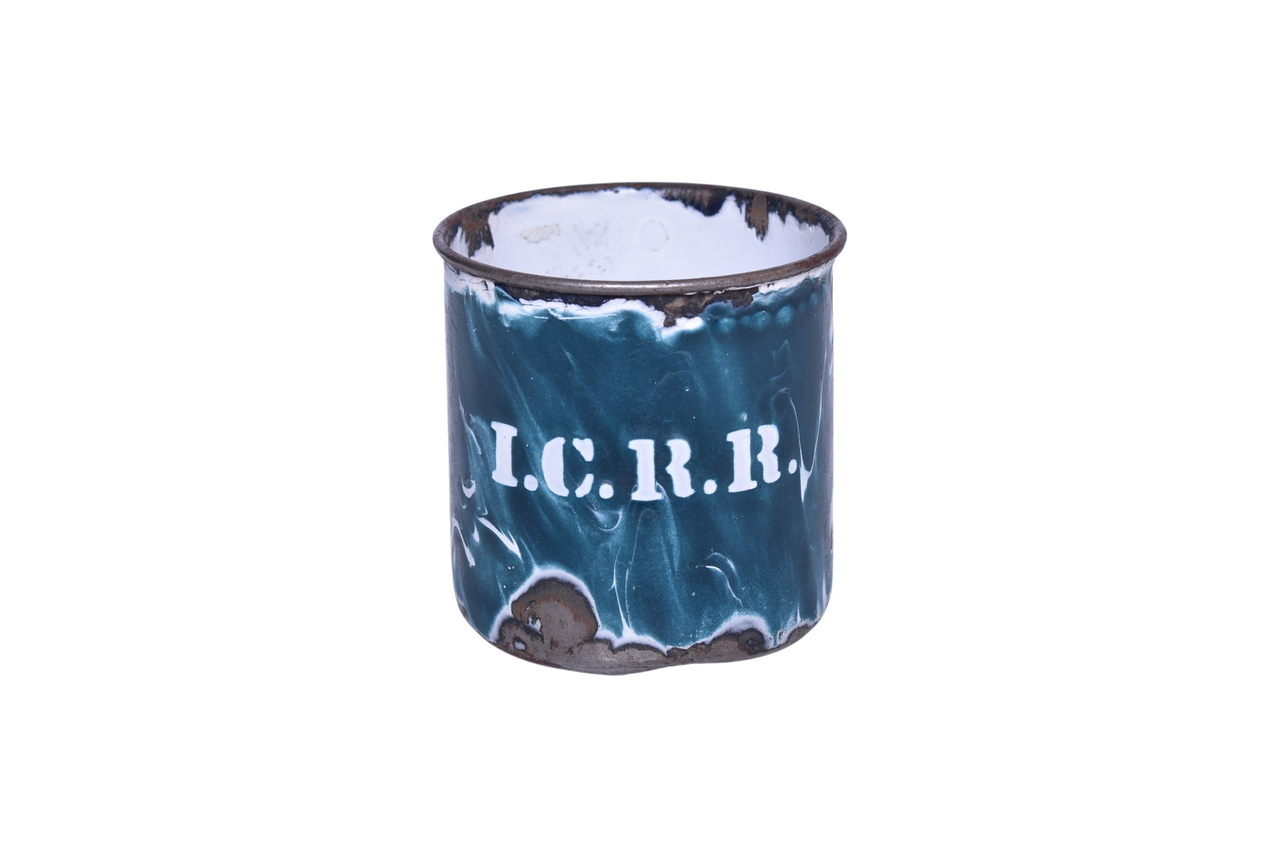 1361 - Illinois Central Railroad Enamelware Marbled Swirl Worker's Drinking Cup thumbnail