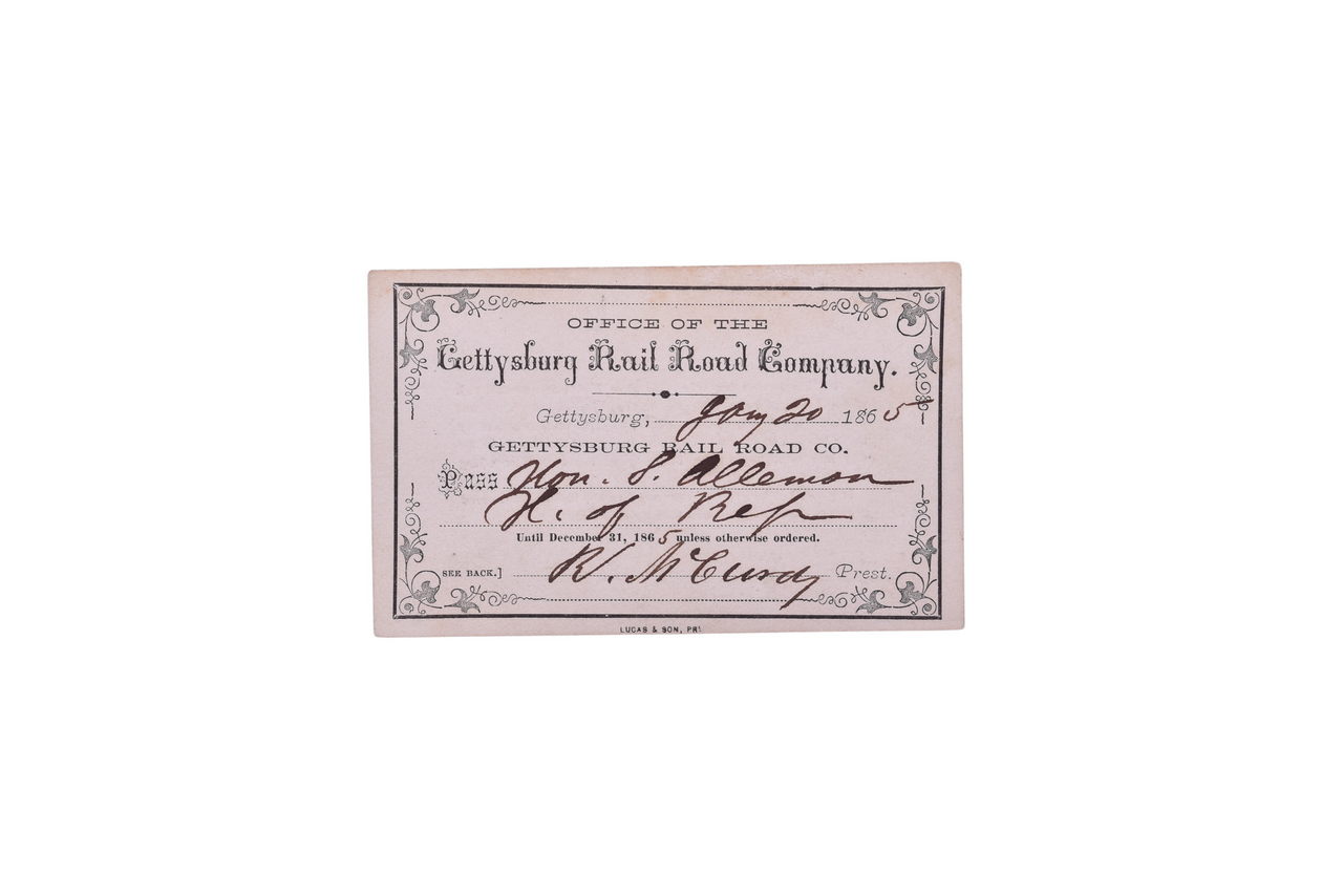 1371 - 1865 Gettysburg Railroad Company Annual Pass thumbnail