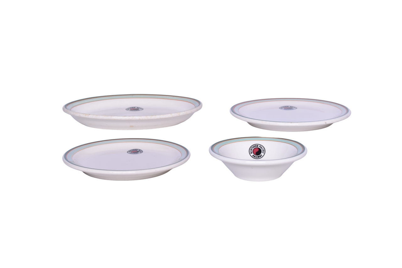 1375 - Four Pieces of Northern Pacific Railroad Monad China PAF Oval Platter, Plates, and Sauce Bowl thumbnail