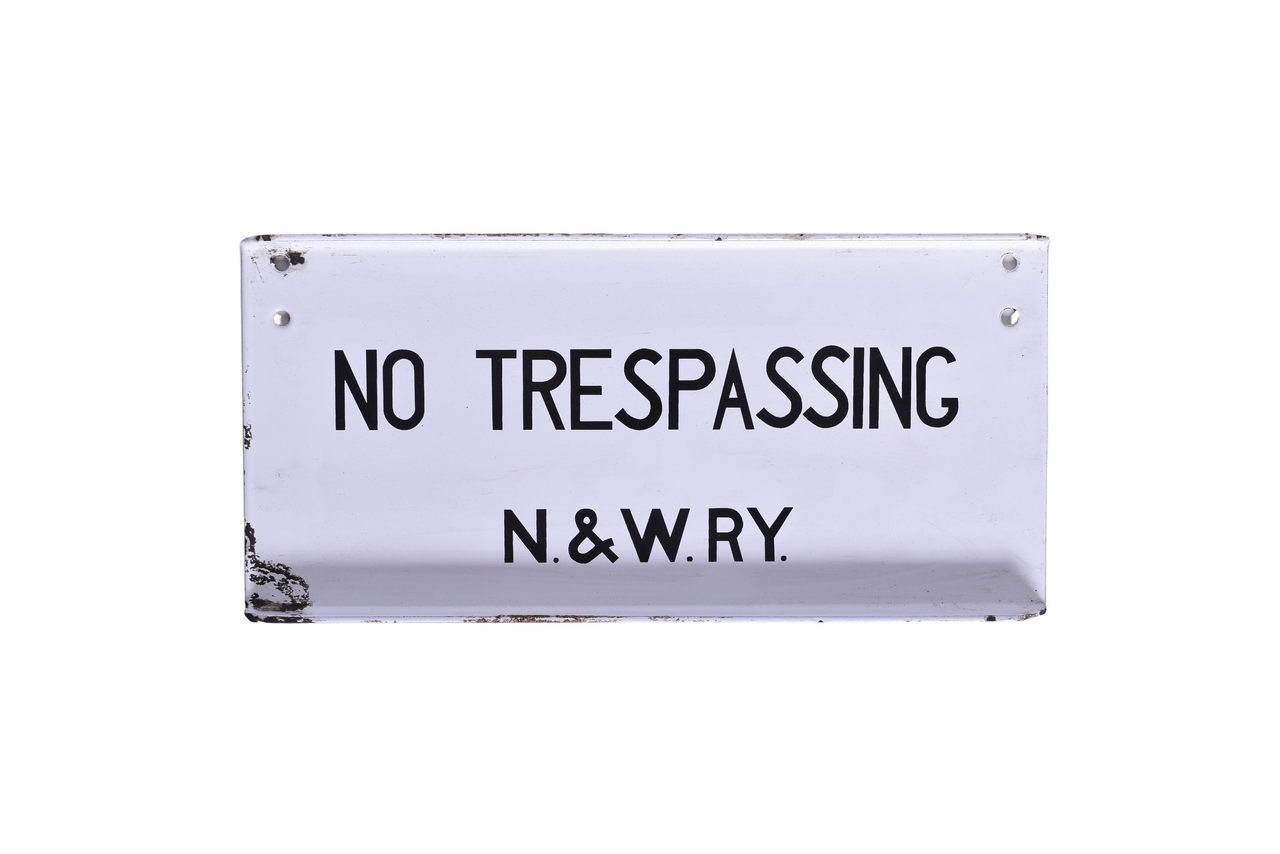 1380 - Norfolk and Western Railway No Trespassing Porcelain Sign thumbnail