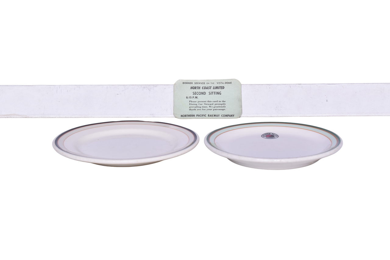 1391 - Northern Pacific Railroad China Monad Plate, Northwest Bread Plate, and Dinner Service Card thumbnail