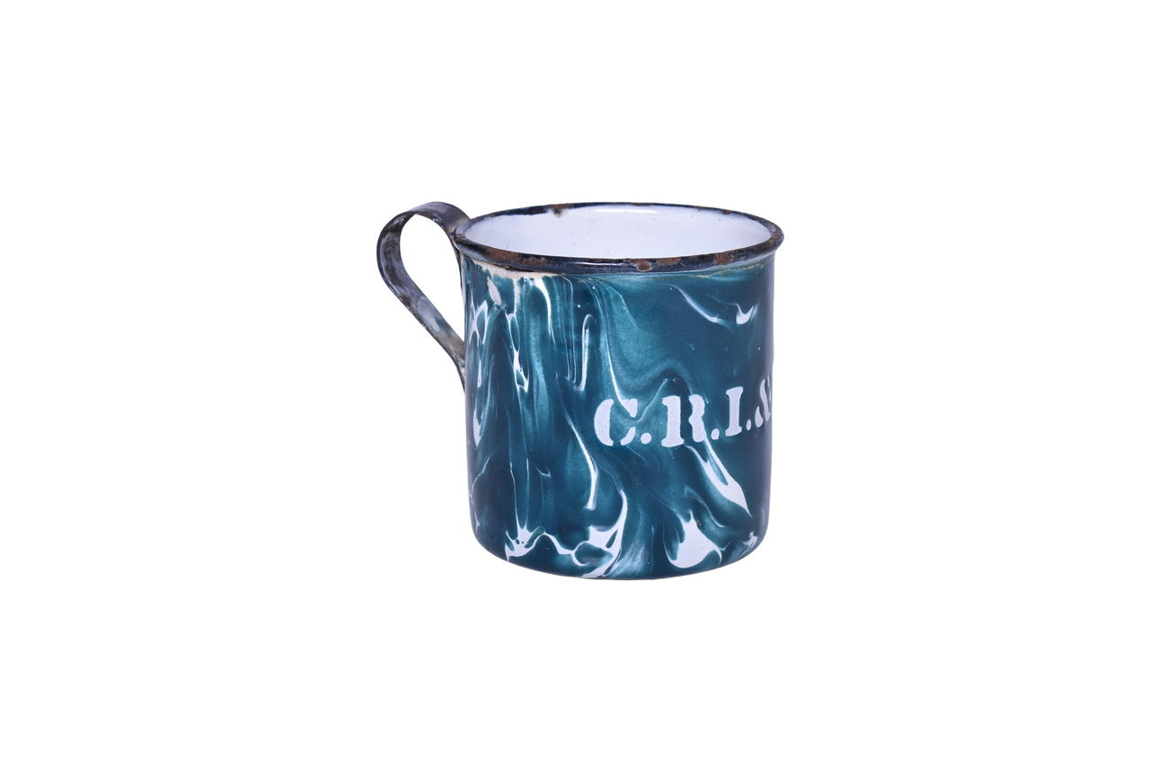 1395 - Chicago Rock Island & Pacific Railroad Enamelware Marbled Swirl Drinking Cup thumbnail