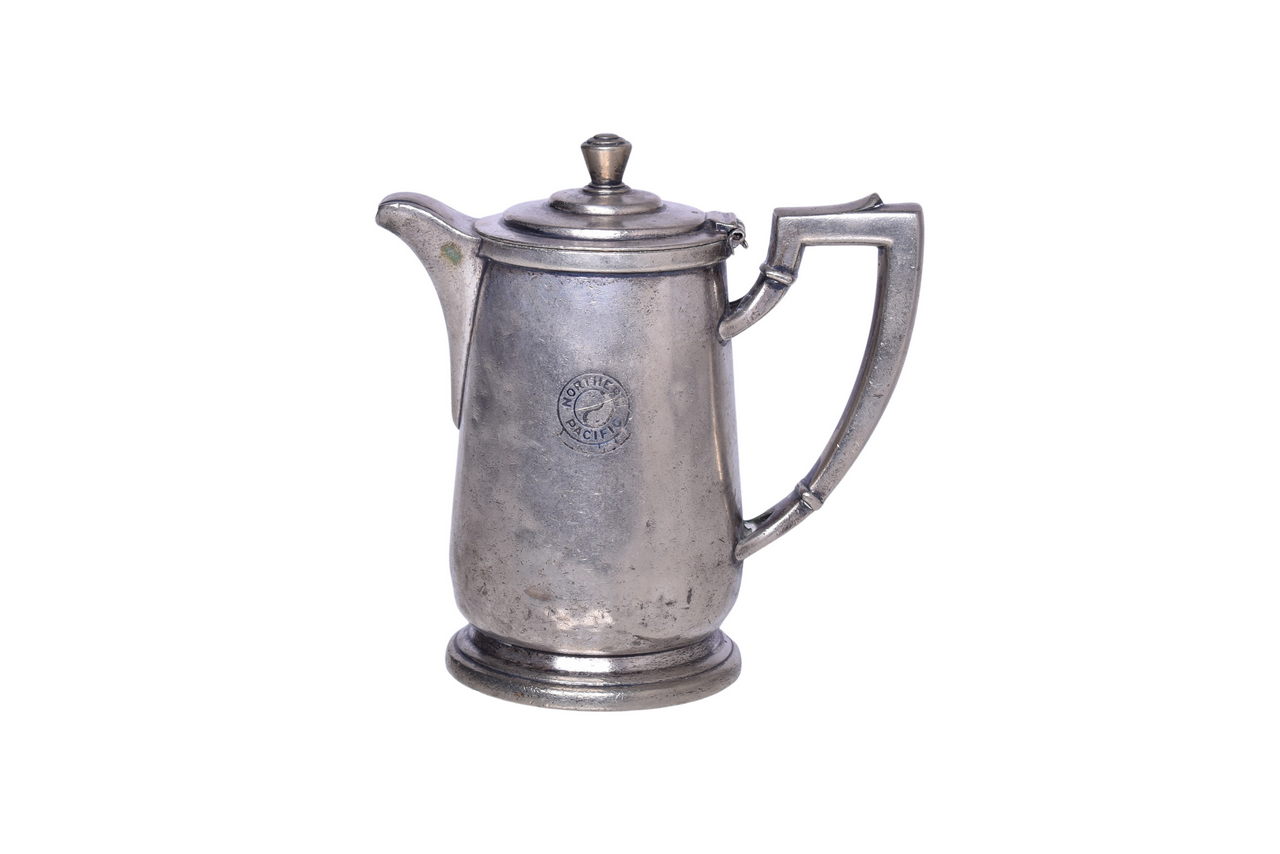 1401 - Northern Pacific Railroad International Silver Coffee Pot w/ Yellowstone Park Line Logo thumbnail