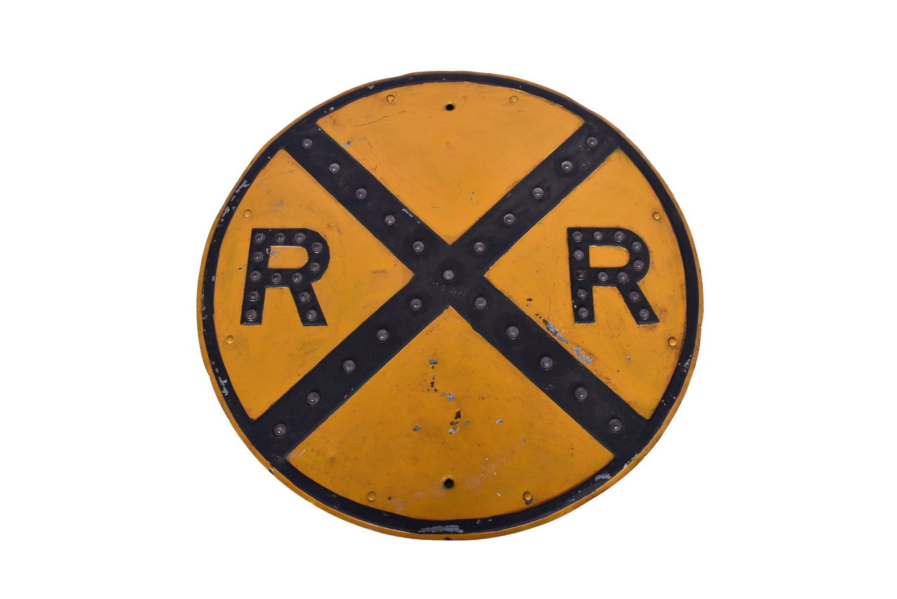 1438 - Railroad Crossing Sign With Glass Cat Eye Reflectors thumbnail