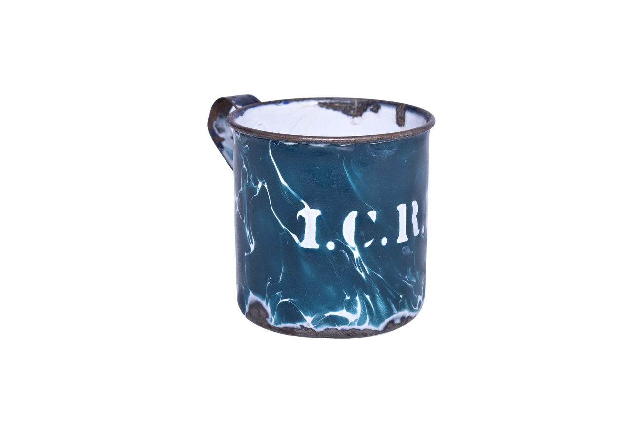 1453 - Illinois Central Railroad Enamelware Marbled Swirl Worker's Drinking Cup thumbnail