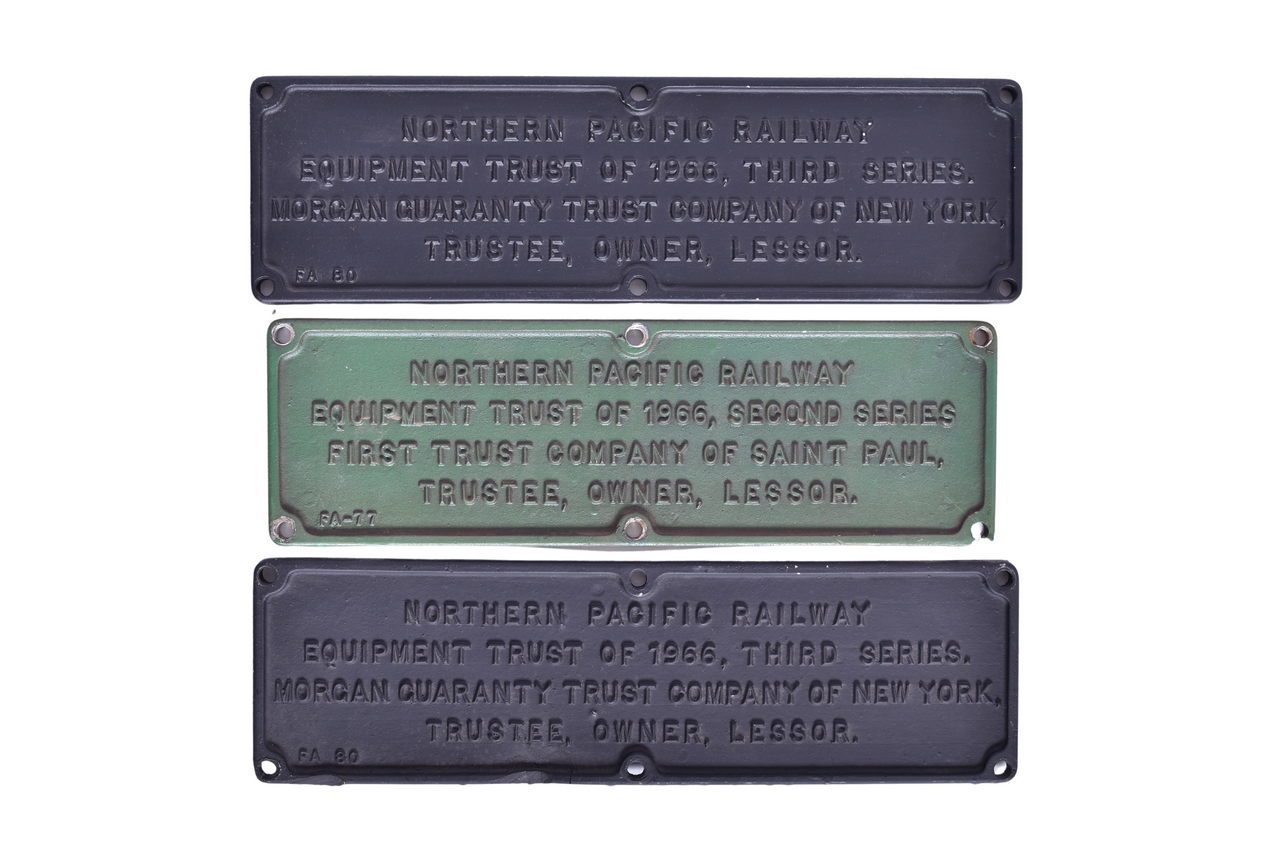 1466 - Three Northern Pacific Railroad Aluminum Cast Trust Plates thumbnail