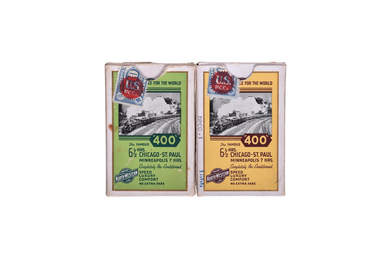 1467 - Pair of Chicago and Northwestern Railroad Playing Card Decks Including New Old Stock The Famous 