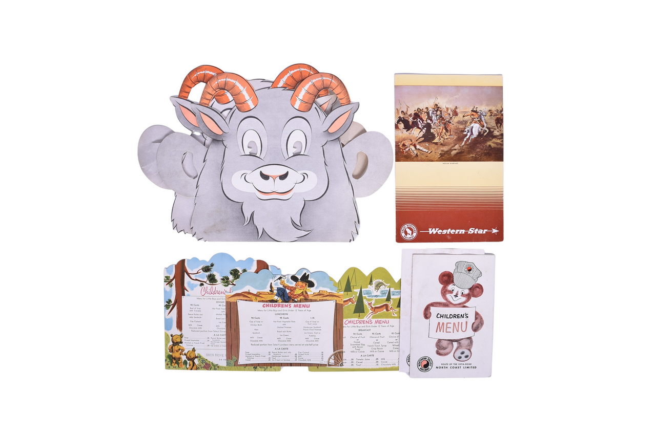 1469 - Eight Western Railroad Menus - Great Northern Children's Menu, Union Pacific, and Northern Pacific Railway thumbnail