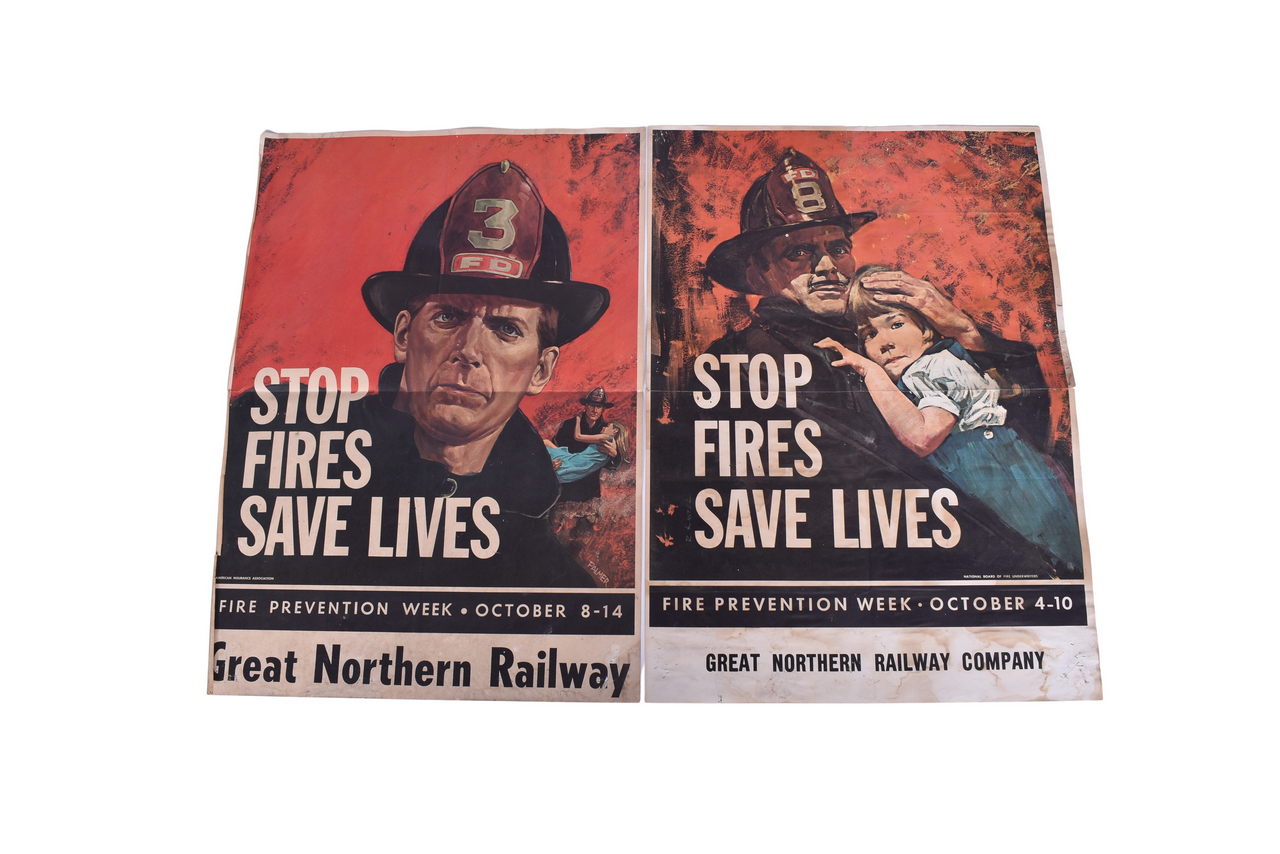1471 - Pair of Great Northern Railway Fire Prevention Week Advertising Posters 