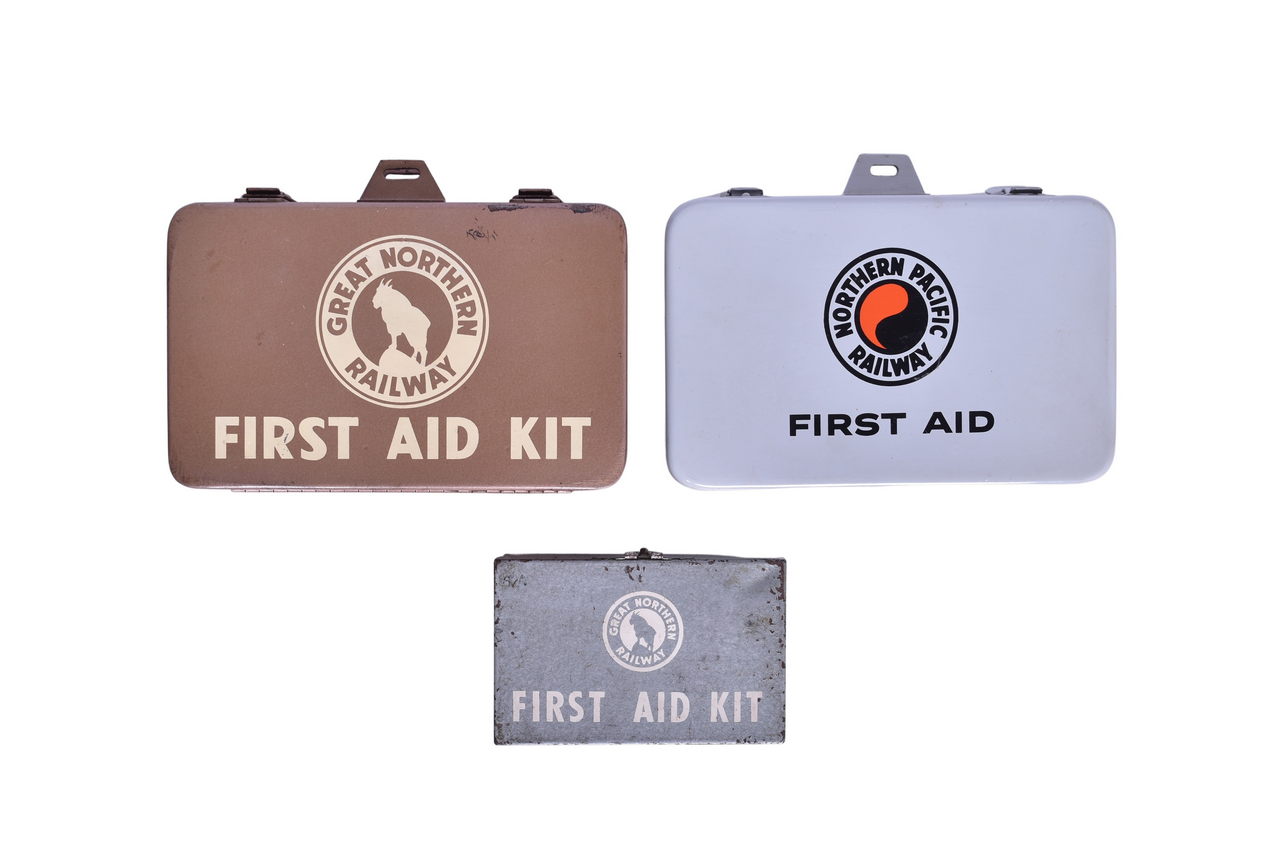 1472 - Trio of Railroad First Aid Kits - Great Northern Railway and Northern Pacific Railway thumbnail