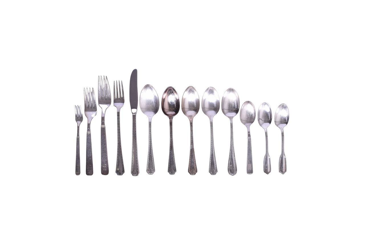 1507 - Thirteen Pieces of Midwest Railroad Flatware - Pullman, Burlington Route, and Soo Line thumbnail
