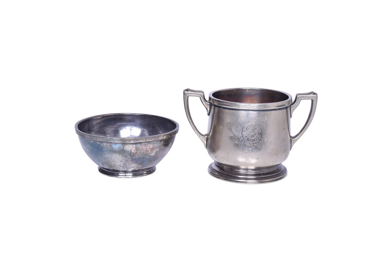 1531 - Northern Pacific Railway Yellowstone Park Line Silver Sugar Bowl and Finger Bowl thumbnail