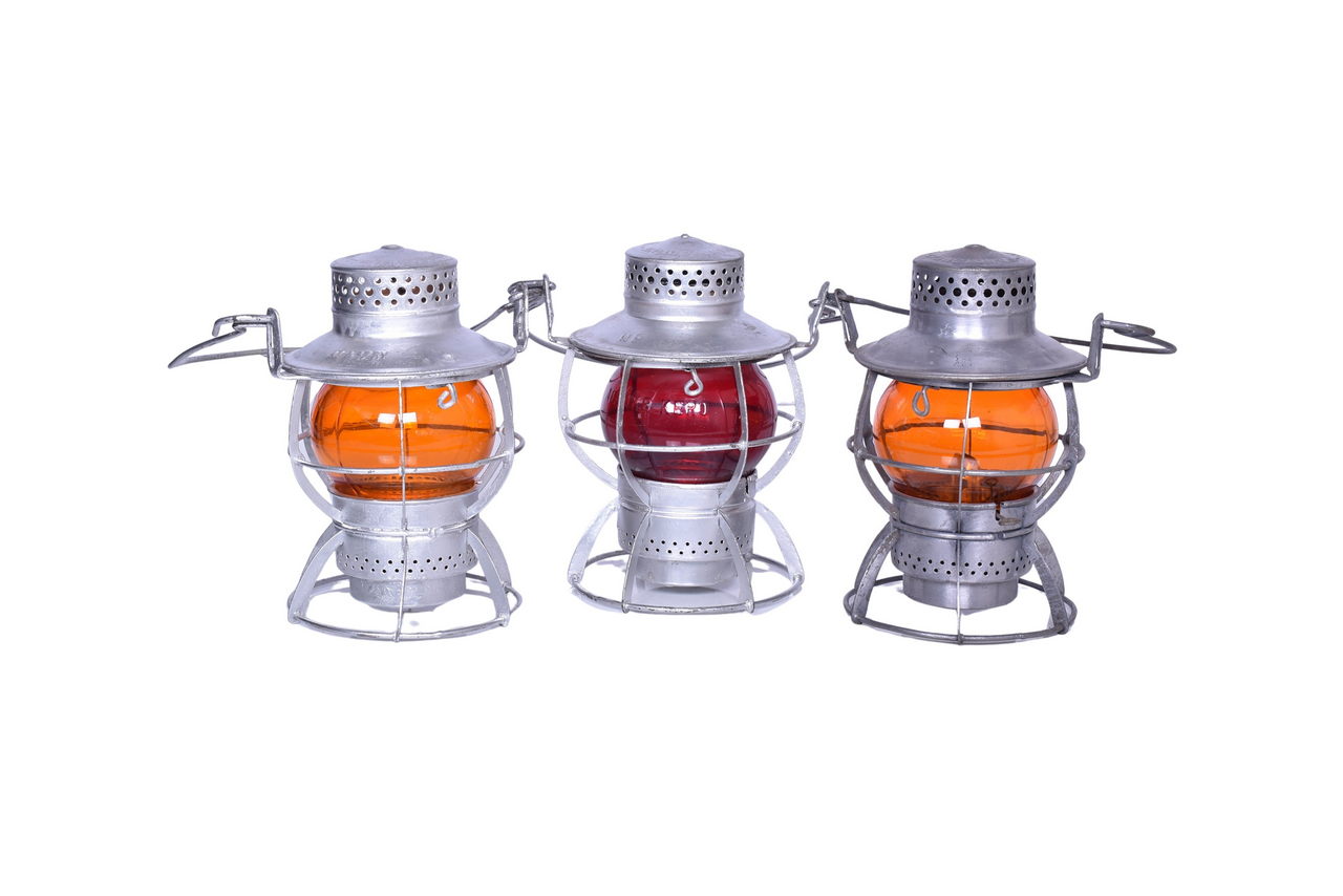 1561 - Three Dressel Railroad Lanterns - Soo Line, Northern Pacific, and Atchison, Topeka & Santa Fe Railway thumbnail