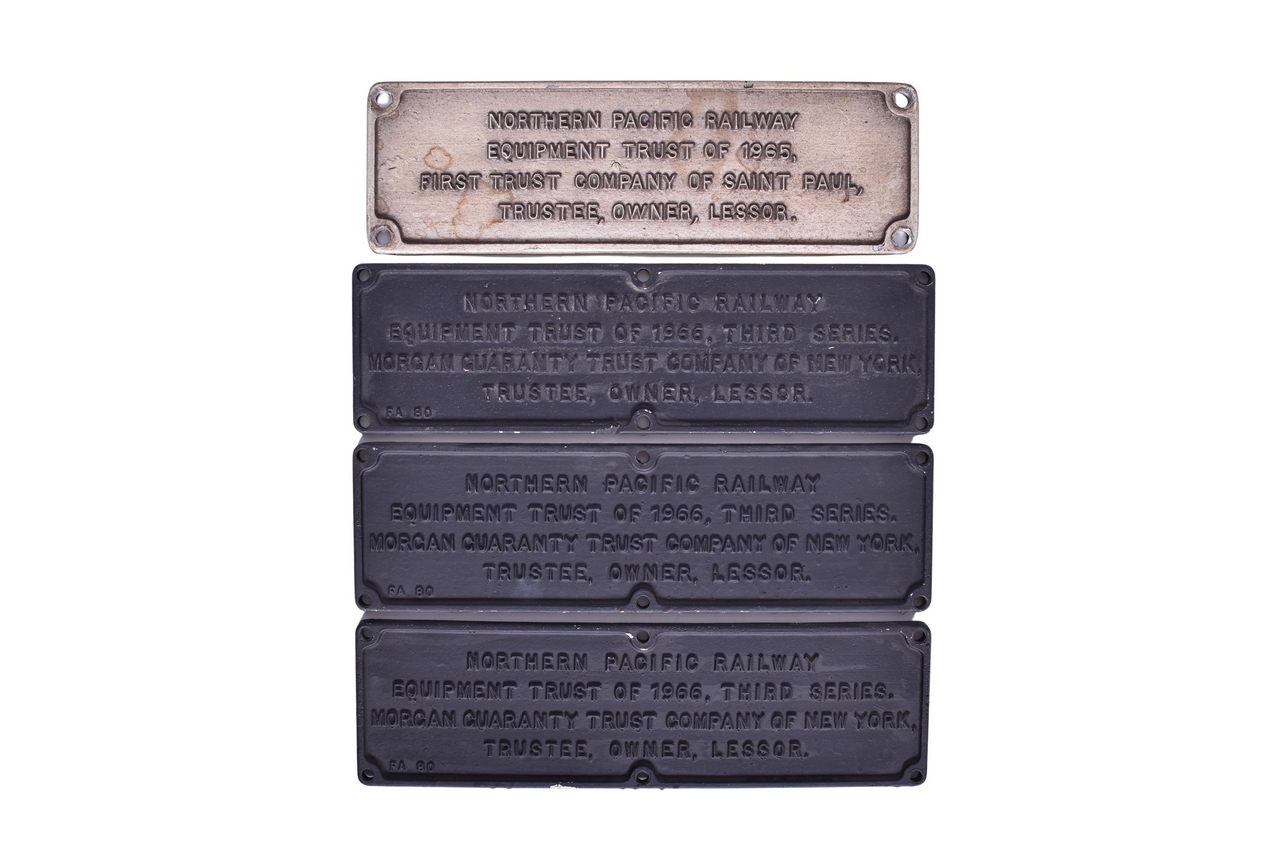 1569 - Four Northern Pacific Railroad Aluminum Cast Trust Plates - Morgan 1966 and First 1965 thumbnail
