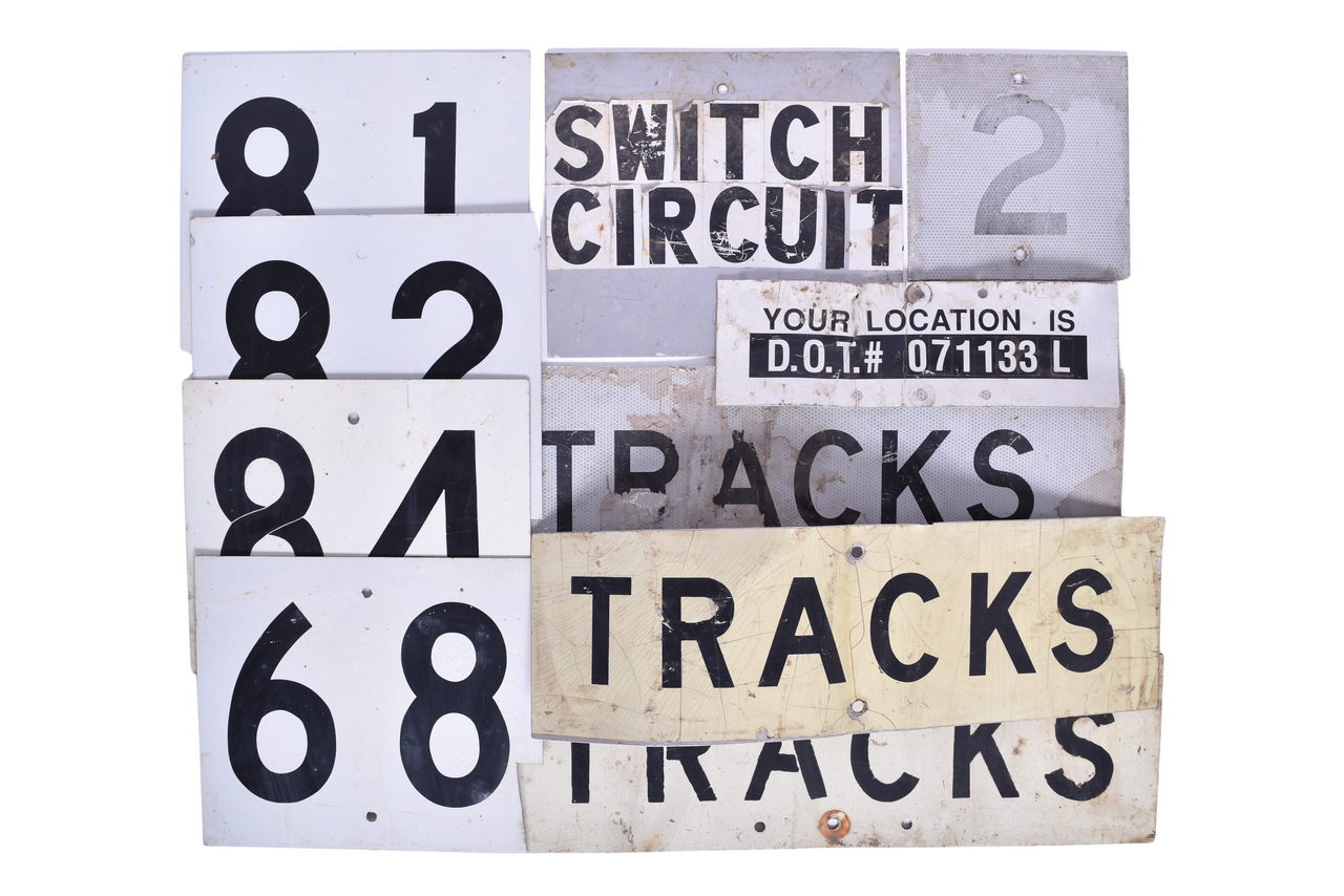 1575 - Ten Aluminum Railroad Signs - Tracks, Your Location Is, Switch Circuit, Etc. thumbnail