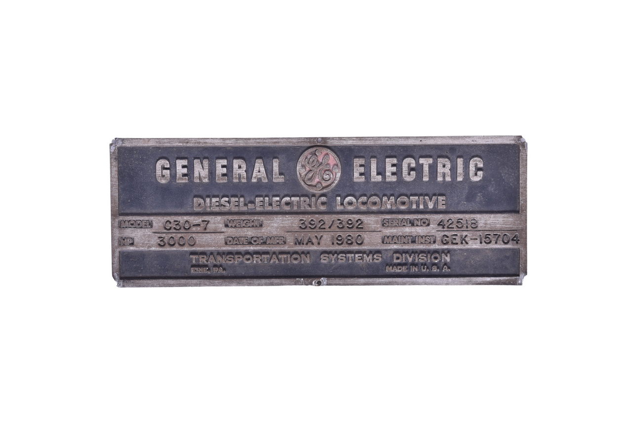 1601 - General Electric Atchison, Topeka and Santa Fe Railway C30-7 Builders Plate thumbnail