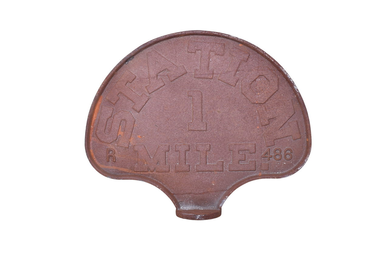 1622 - Cast Iron Station One Mile 486 Sign - Likely Reproduction thumbnail