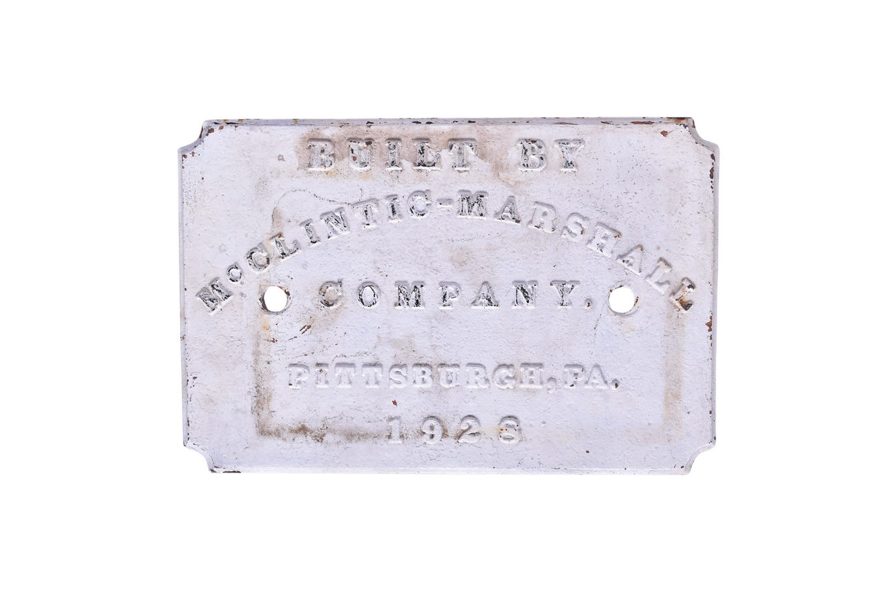1624 - Cast Iron McClintic-Marshall Builder’s Plate thumbnail