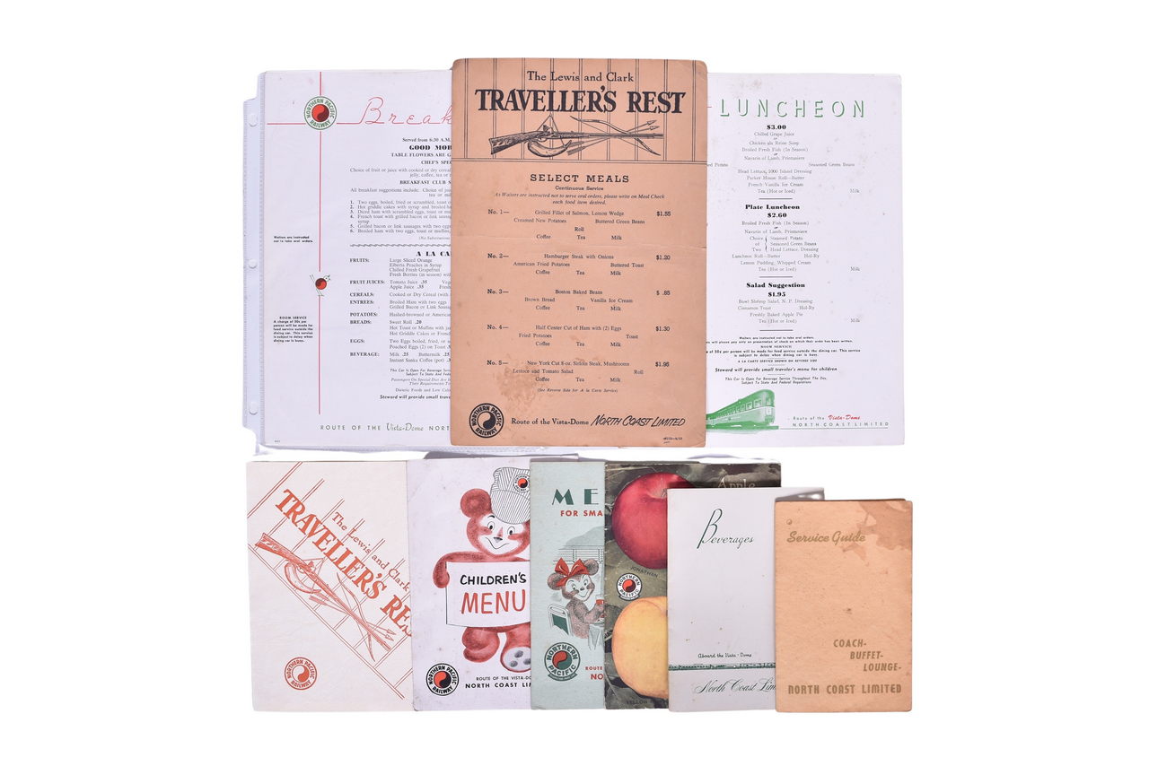1625 - Nine Northern Pacific Railroad Menus and Apple Talk Recipe Booklet thumbnail