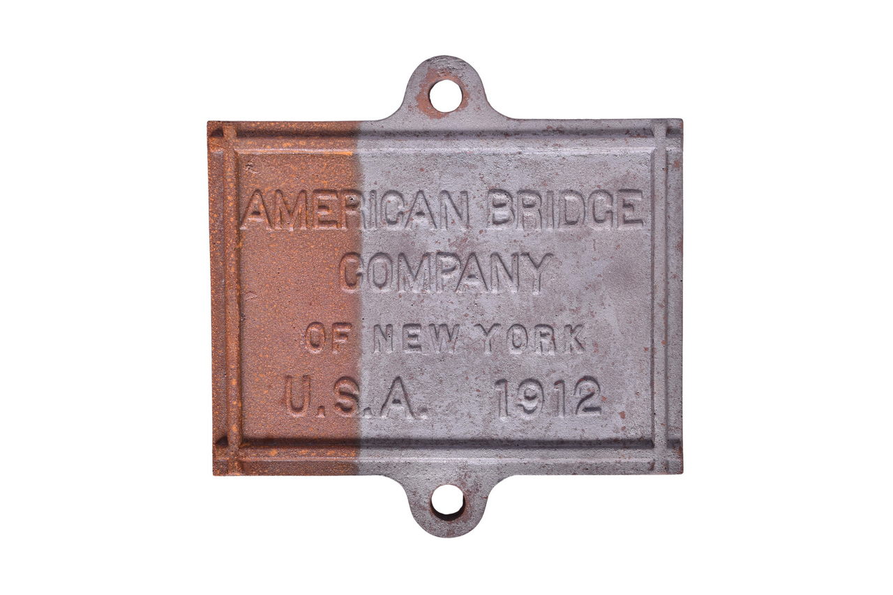 1636 - Reproduction Cast Iron American Bridge Company Builder’s Plate thumbnail