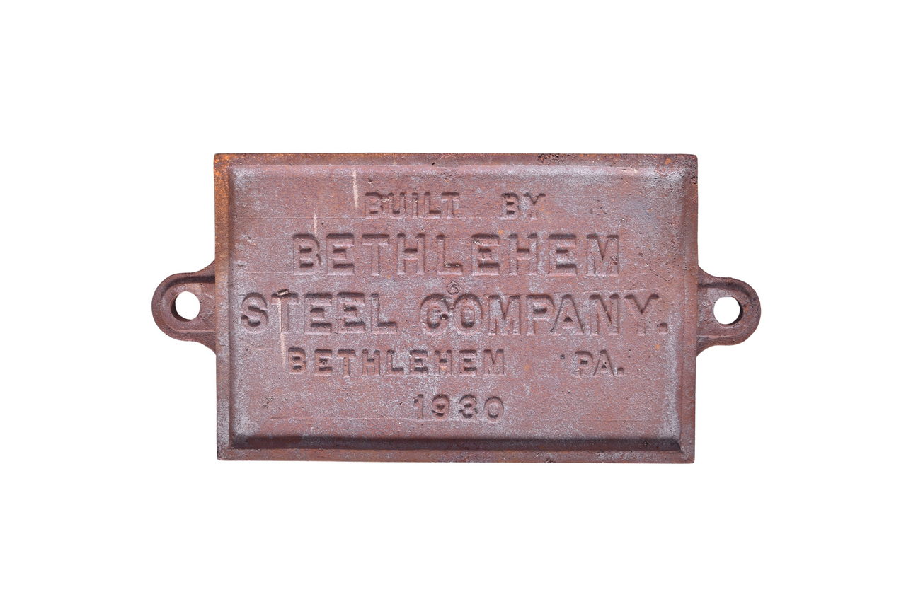 1642 - Likely Reproduction Cast Iron Bethlehem Steel Builder’s Plate thumbnail