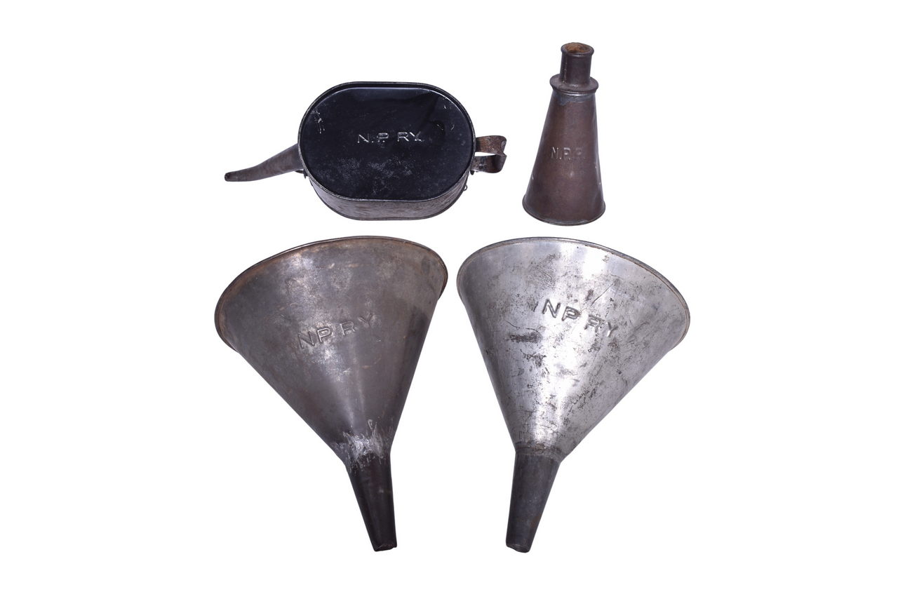 1643 - Northern Pacific Railway Oil Funnels, Hand Torch, and Oil Canister thumbnail