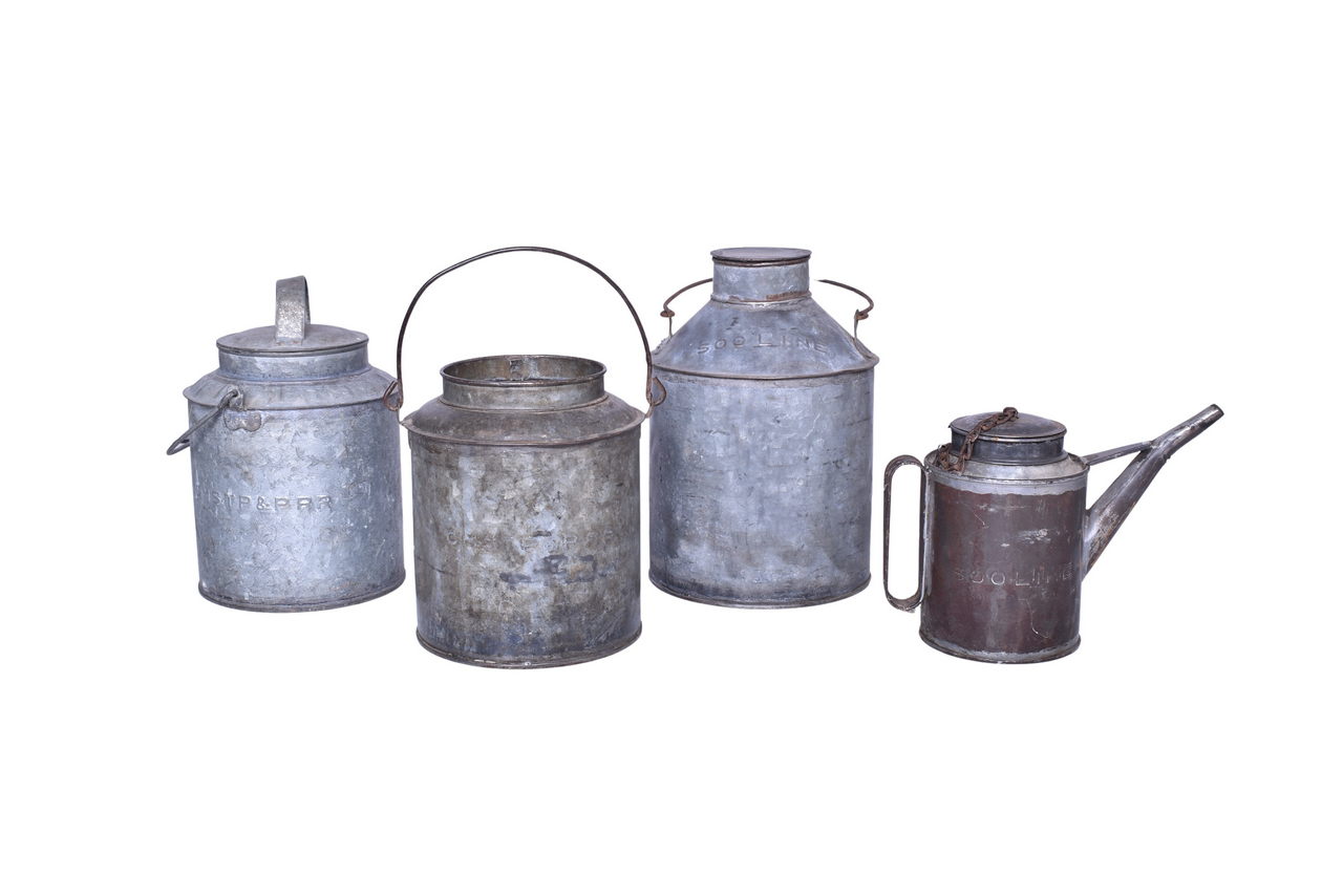 1645 - Four Pieces of Railroad Tin Ware - Soo Line and Milwaukee Road Water and Oil Canisters thumbnail