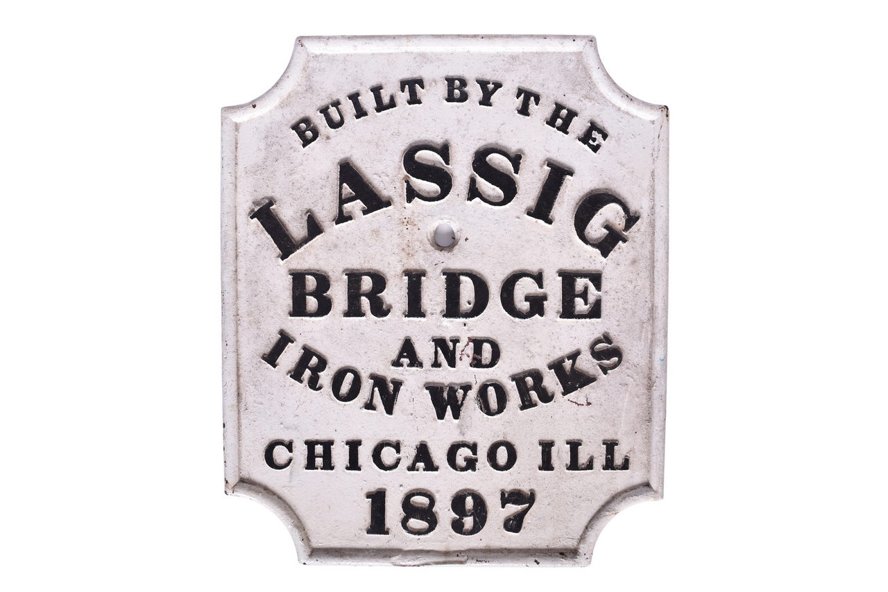 1646 - Reproduction Cast Iron Lassis Bridge and Iron Works Builder’s Plate thumbnail