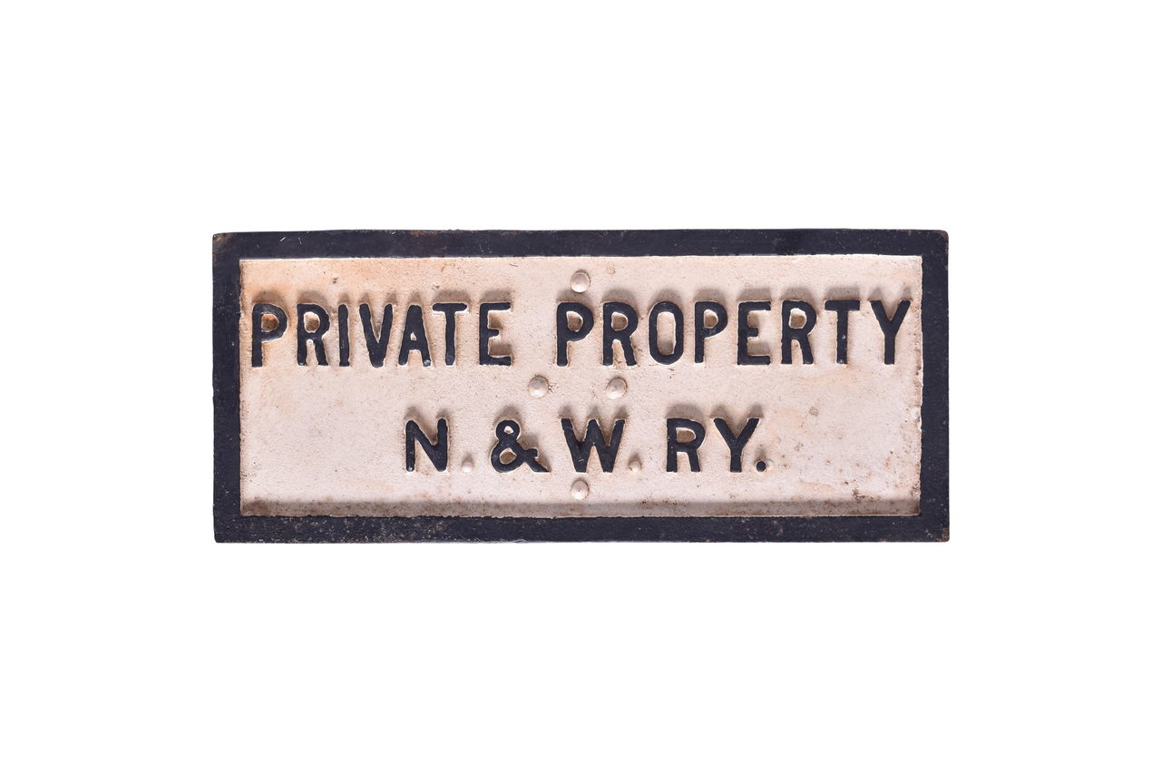 1648 - Cast Iron Norfolk and Western Private Property Sign thumbnail