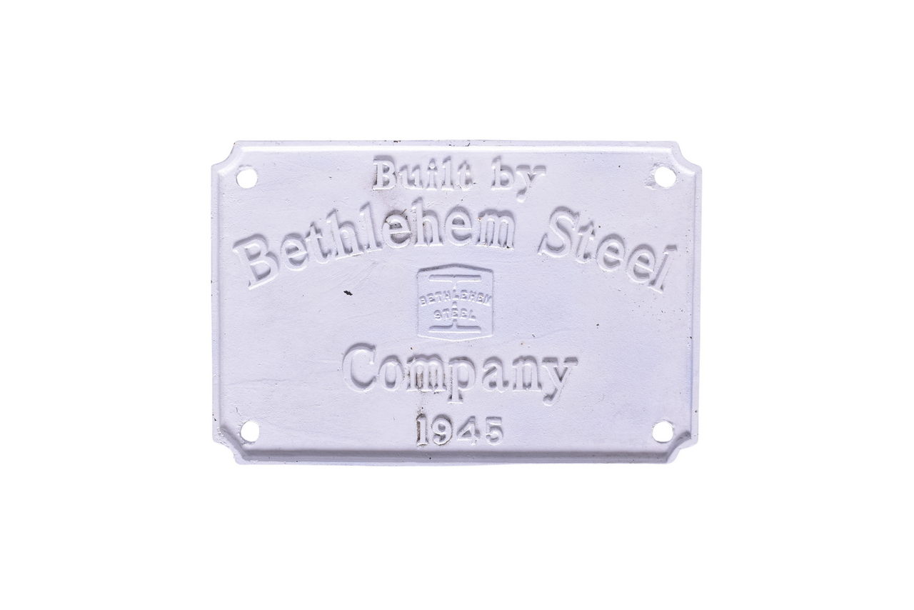 1656 - Reproduction Cast Iron Bethlehem Steel Builder’s Plate 1945 thumbnail