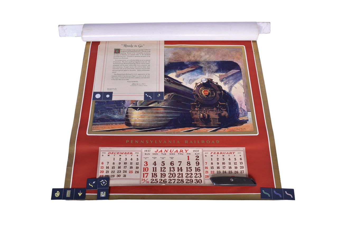 1661 - Pair of Pennsylvania Railroad Grif Teller Wall Calendars - 1932 and 1937 thumbnail