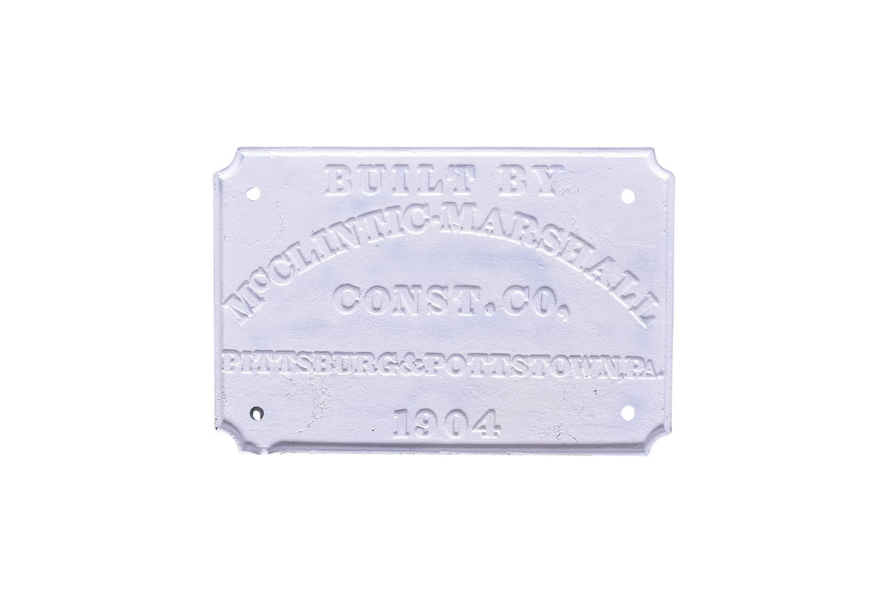 1664 - Reproduction Cast Iron McClintic-Marshall Builder’s Plate 1904 thumbnail