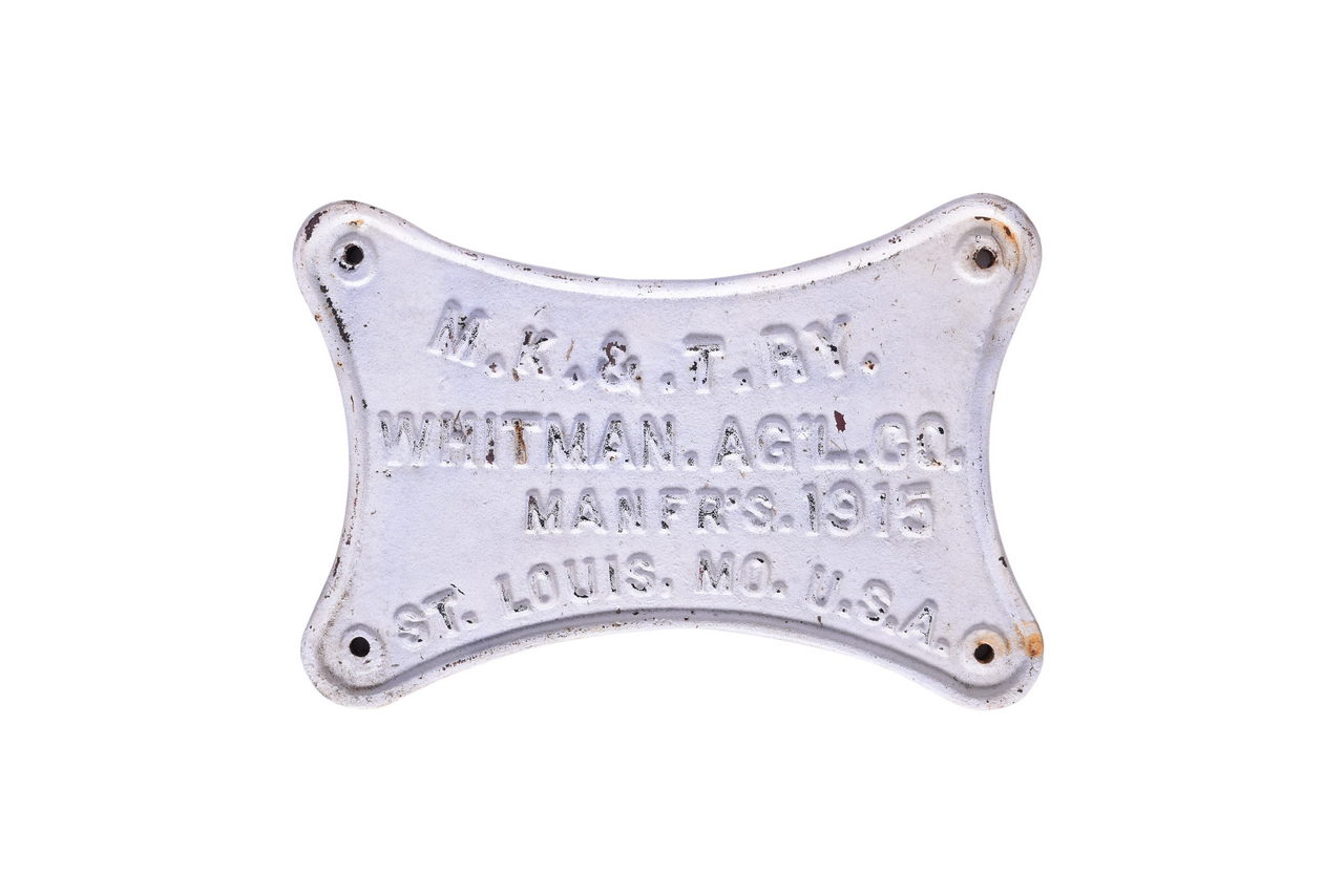 1660 - Missouri, Kansas and Texas Railroad Whitman Agricultural Company Baggage Cart Builders Plate thumbnail
