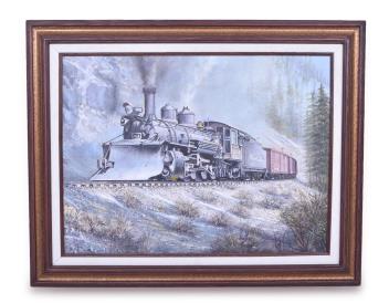 1558 - Original Art Olds Painting - Rio Grande Narrow GaugeK-27 Steam Locomotive #464 thumbnail