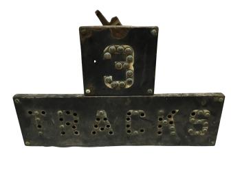 1568 - Three Tracks Railroad Sign- Porcelain with Glass Cat Eyes thumbnail